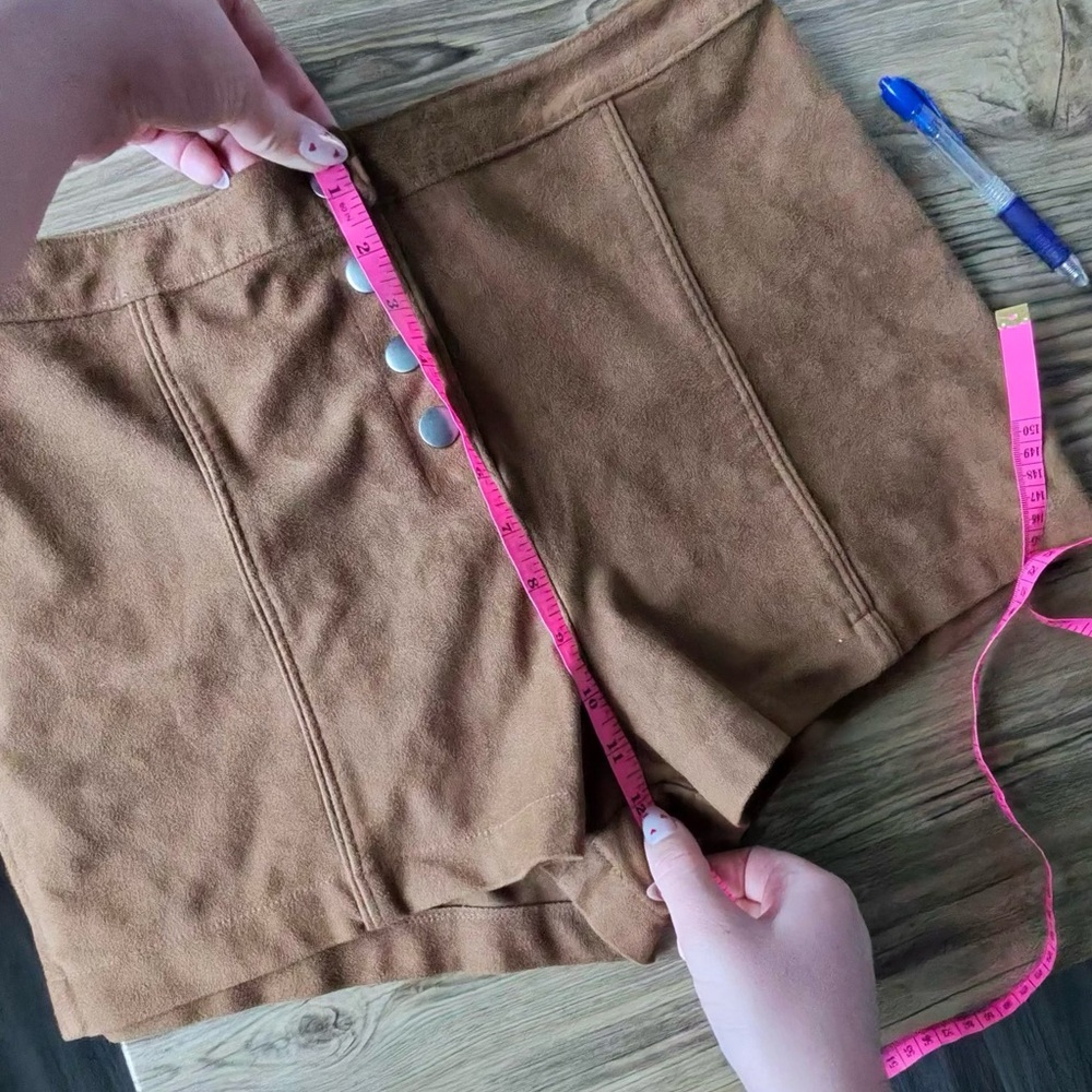 Abercrombie & Fitch Brown Vegan Suede Micro Shorts Size 8 Boho Retro - Picture 7 of 8